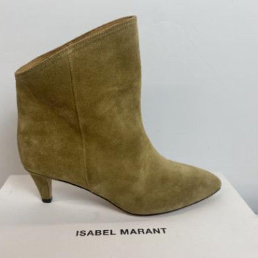 Isabel Marant Dripi Suede Ankle Boots - Size 37, Taupe, New in Box, Bag